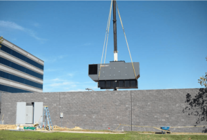 crane moving data center equipment